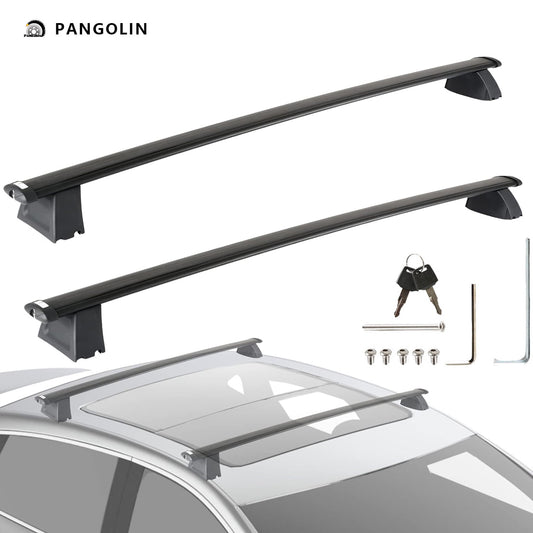 PANGOLIN Car Roof Rack Cross Bars Compatible with 2011-2021 Jeep Grand Cherokee Auto Top Roof Rails Aluminum Adjustable Roof Top Luggage Crossbars Cargo Load with Raised Side Rails