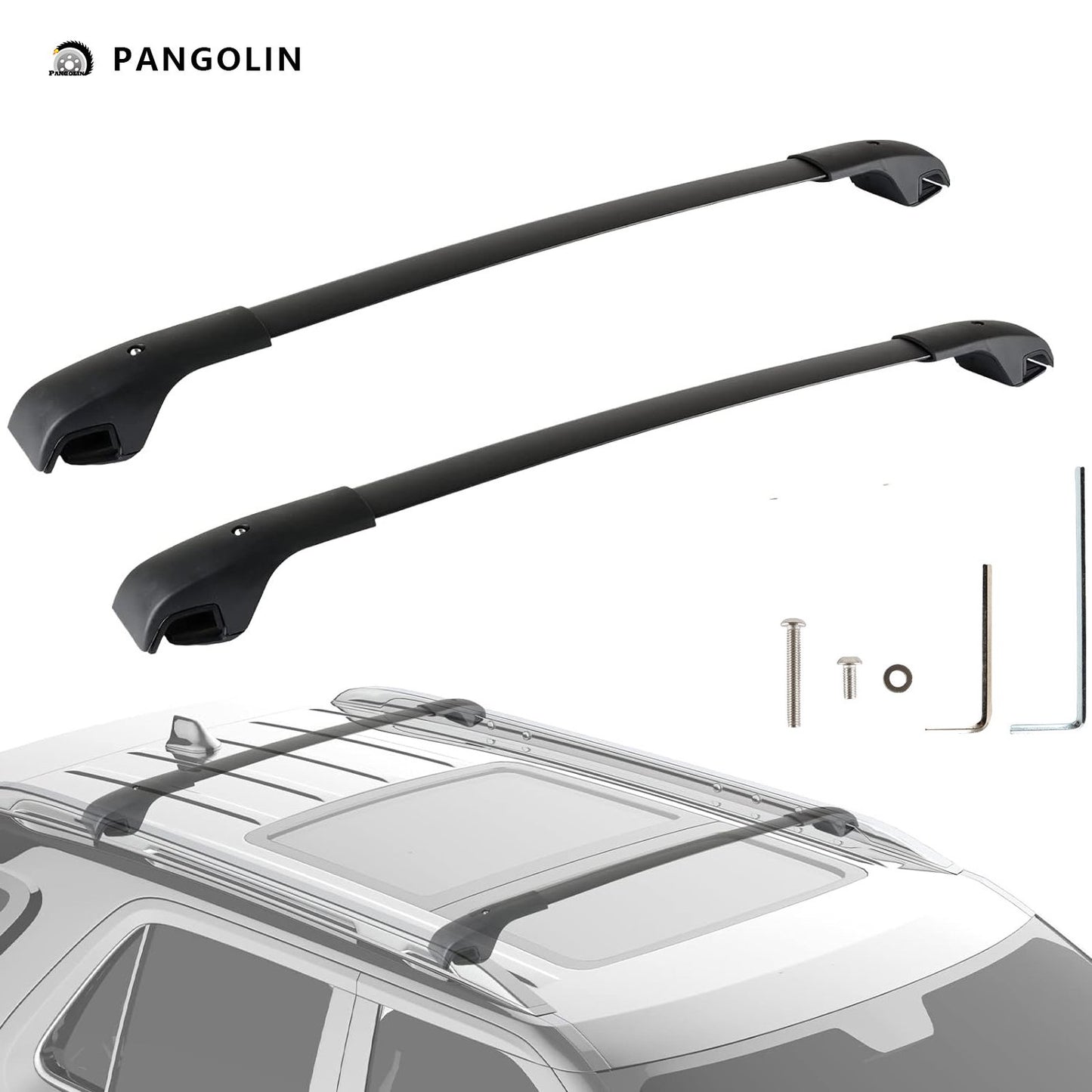 PANGOLIN Car Roof Rack Cross Bars Compatible with 2013-2018 Toyota RAV4 Auto Top Roof Rails Aluminum Adjustable Roof Top Luggage Crossbars Cargo Load with Raised Side Rails