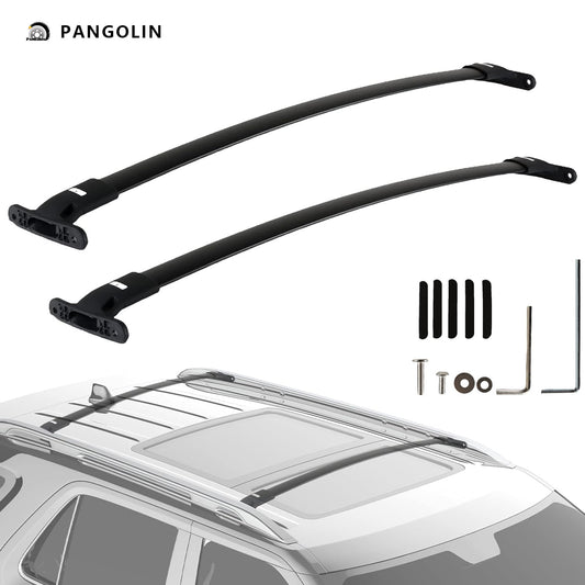 PANGOLIN Car Roof Rack Cross Bars Compatible with 2016-2019 Ford Explorer Auto Top Roof Rails Aluminum Adjustable Roof Top Luggage Crossbars Cargo Load with Raised Side Rails