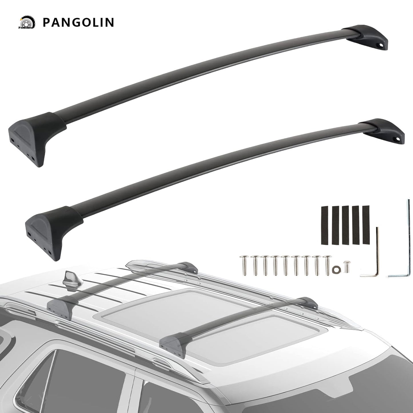 PANGOLIN Car Roof Rack Cross Bars Compatible with 2016-2022 Honda Pilot Auto Top Roof Rails Aluminum Adjustable Roof Top Luggage Crossbars Cargo Load with Raised Side Rails