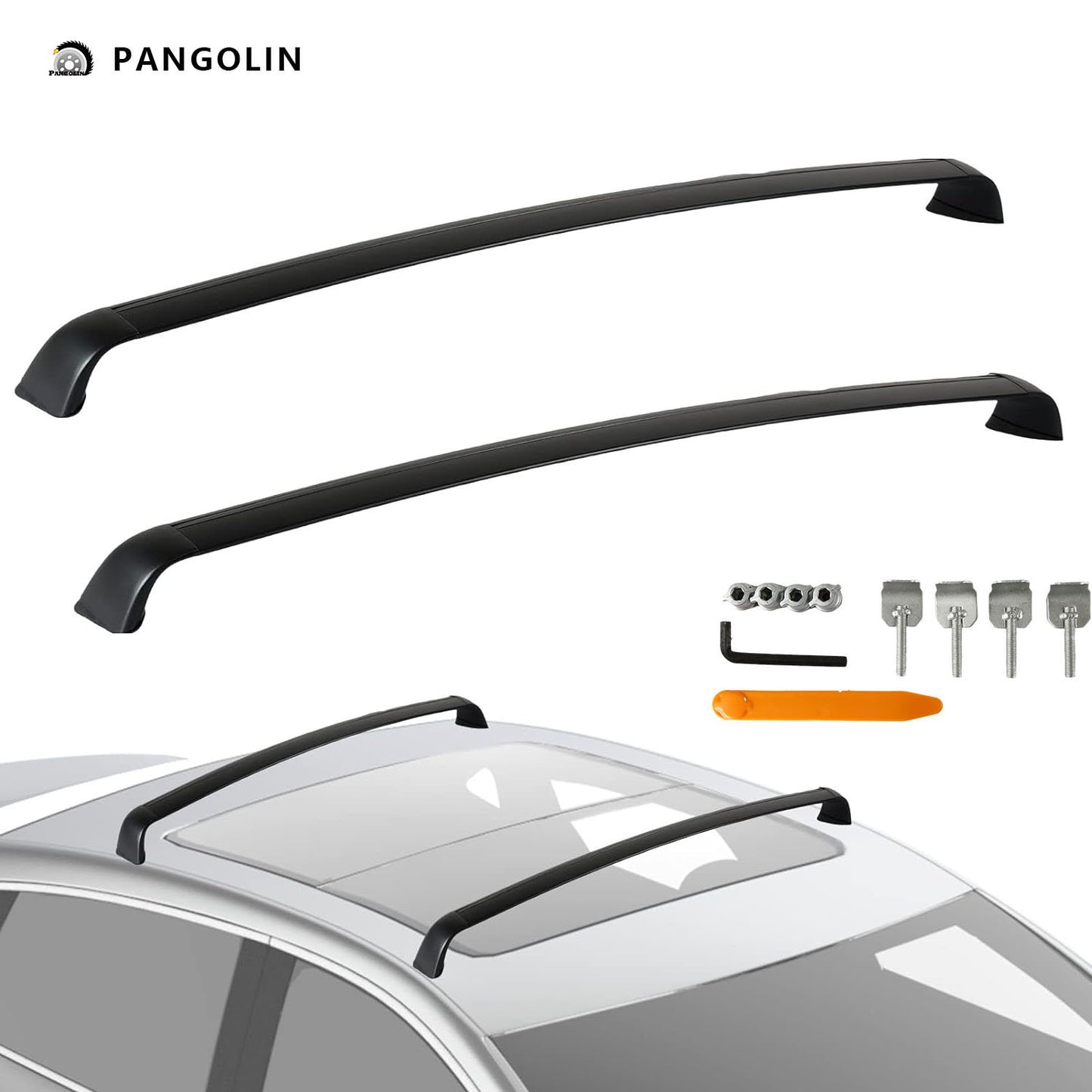 PANGOLIN Car Roof Rack Cross Bars Compatible with 2020 2021 2022 2023 Tesla Model Y Auto Top Roof Rails Aluminum Adjustable Roof Top Luggage Crossbars Cargo Load