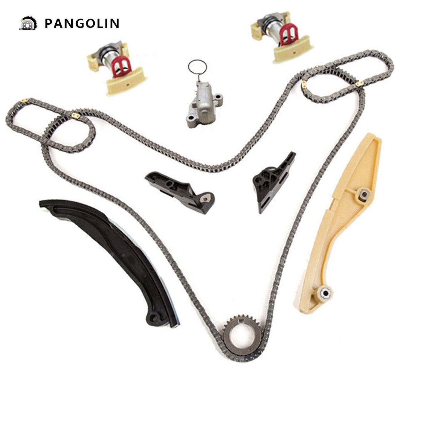 PANGOLIN Engine Timing Chain Kit Fit for 2011-2017 Explorer, 2015-2016 F-150, 2013-2016 Flex, 2011-2016 Edge, 2011-2017 Mustang Timing Belt Kit Engine Replace Part OE JL3Z-6L266-A, AT4Z-6K254-A