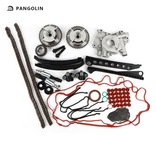 PANGOLIN Engine Timing Chain Kit with Oil Pump Cam Phasers VVT Valves Fit for 2004-2008 F-150 F-250 F-350 Expedition, 2005-2008 Lincoln Navigator Mark LT Timing Belt Kit Engine Replace Part