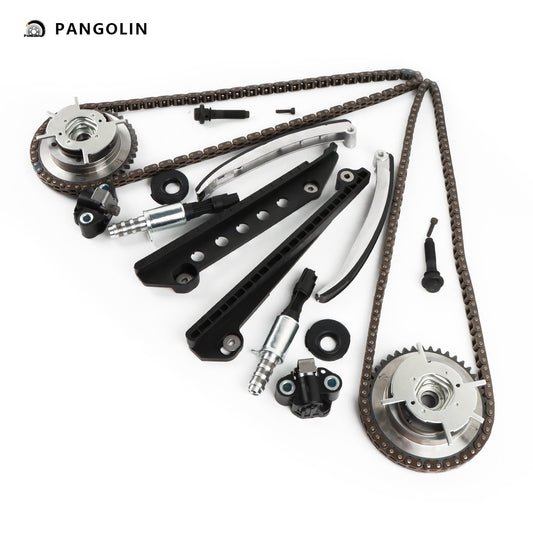 PANGOLIN Engine Timing Chain Kit with Solenoids Fit for 2005-2010 Explore F-150 Mustang Explorer Sport Trac, 2006-2010 Mercury Mountaineer Timing Belt Kit Engine Replace Part OE 5W7Z-6268-AA