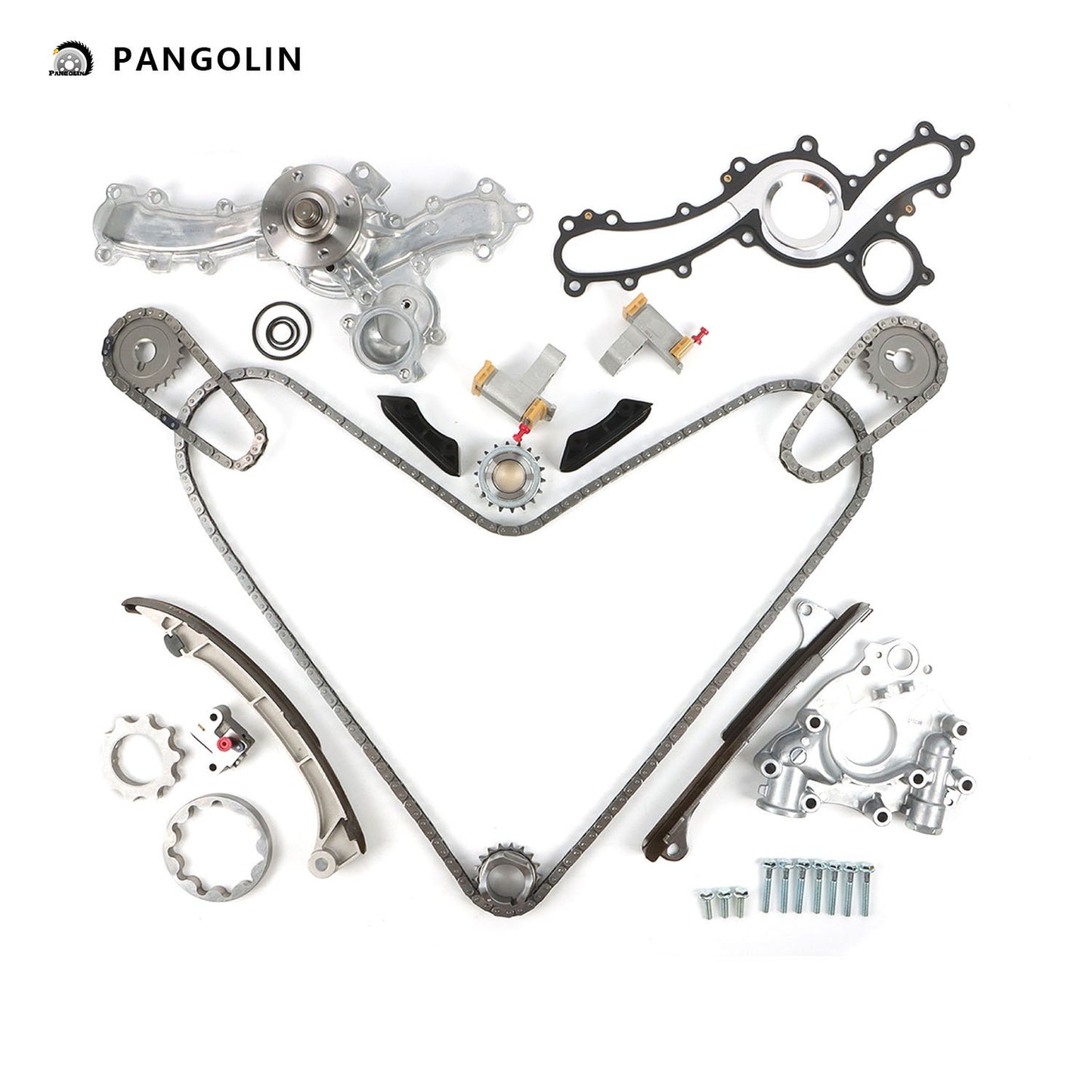 PANGOLIN Engine Timing Chain Kit with Water & Oil Pump Fit for 2003-2010 Toyota 4Runner FJ Cruiser Tacoma Tundra 4.0L Timing Belt Kit Engine Replace Part OE 13506-AD010, 13540-AD011, 13530-0P011