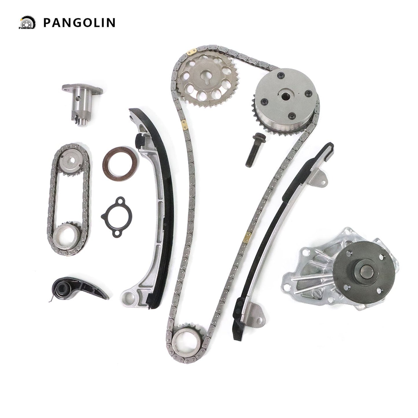 PANGOLIN Engine Timing Chain Kit with Water Pump Fit for 2001-2013 Toyota RAV4 Camry Matrix Solara, 2010-2012 Lexus HS250h, 2009-2010 Pontiac Vibe Timing Belt Kit Engine Replace Part OE 13050-28021