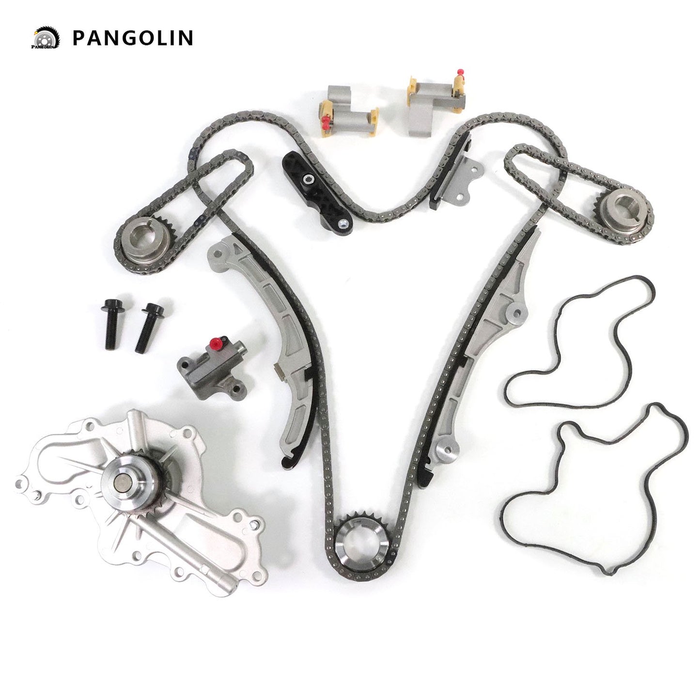 PANGOLIN Engine Timing Chain Kit with Water Pump Fit for 2007-2010 Lincoln MKZ MKX MKT MKS, 2008-2010 Mazda CX-9, 2007-2010 Edge Taurus Flex Fusion 24 Valve Engine Replace Part OE AT4Z-6306-A