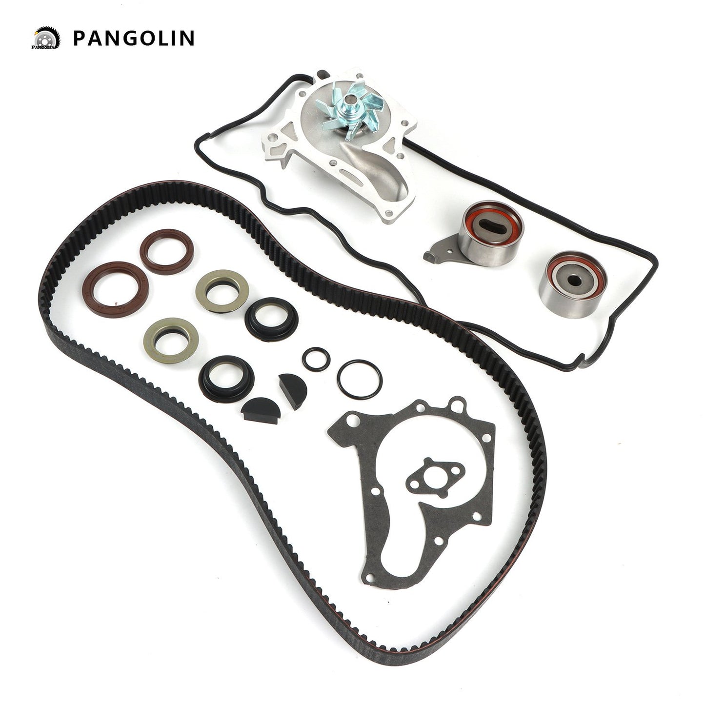 PANGOLIN Engine Timing Chain Kit with Water Pump Fit for Toyota 1996-2000 RAV4, 1987-2001 Camry, 1986-1999 Celica, 1999-2001 Solara Timing Belt Kit Engine Replace Part OE TBK138, WPTO021