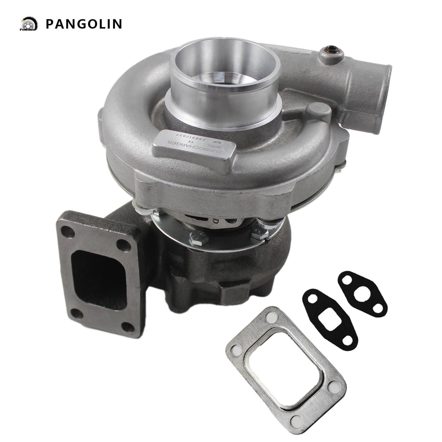 PANGOLIN T04E T3/T4 Turbocharger with Gaskets Fits for 0.57 A/R 48.1 TRIM 400+HP BOOST STAGE III Charger, 1.6L-2.5L 3.2-5.0L Engine Oil Cooled Turbo Charger Replacement Part
