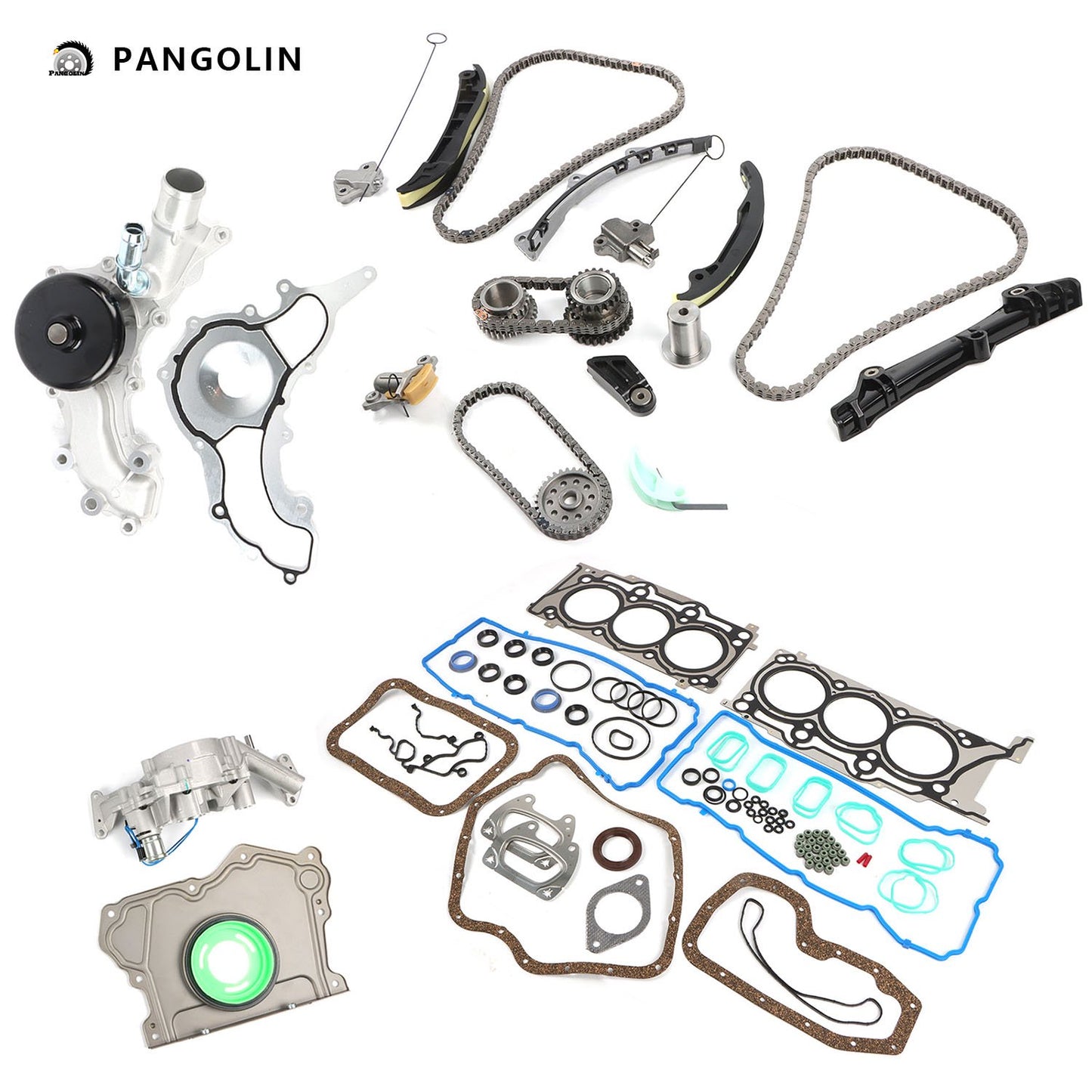 PANGOLIN Timing Chain Kit with Water & Oil Pump 5184498AI Fit for 2011-2016 Dodge Charger Durango, Jeep Grand Cherokee Wrangler, Ram 1500 C/V Engine Camshaft Bolt Aftermarket Replace Part