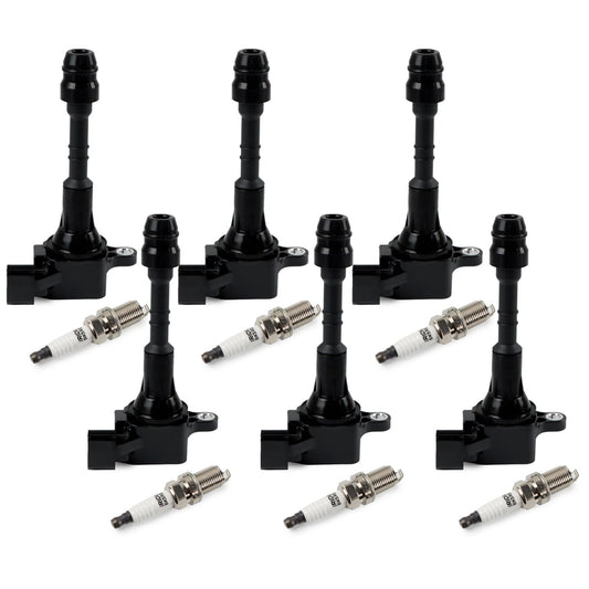 POLARPRA 6pcs UF-349 Ignition Coil + 6pcs Iridium Spark Plug Kits For Nissan Frontier Pathfinder Maxima Infiniti FX35 G35 I35 M35 QX4 3.5L 4.0L