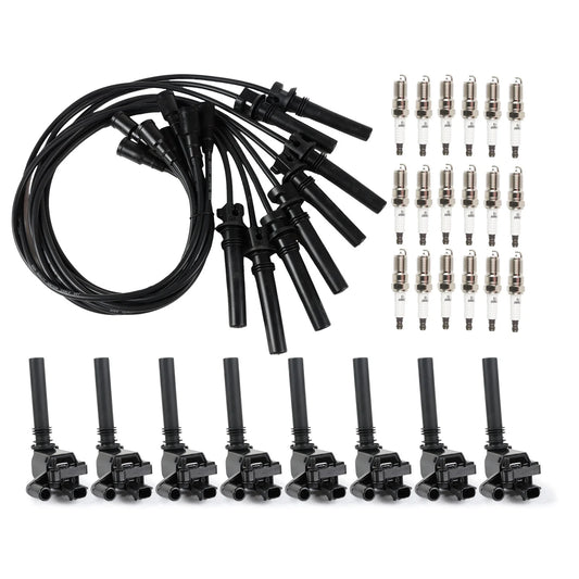 POLARPRA 8PCS UF378 Ignition Coils Pack & 16PCS Iridium Spark Plugs & 8PCS Spark Plug Wires Set Compatible with Chrysler Dodge Jeep Magnum Gran Cherokee 300 5.7L V8