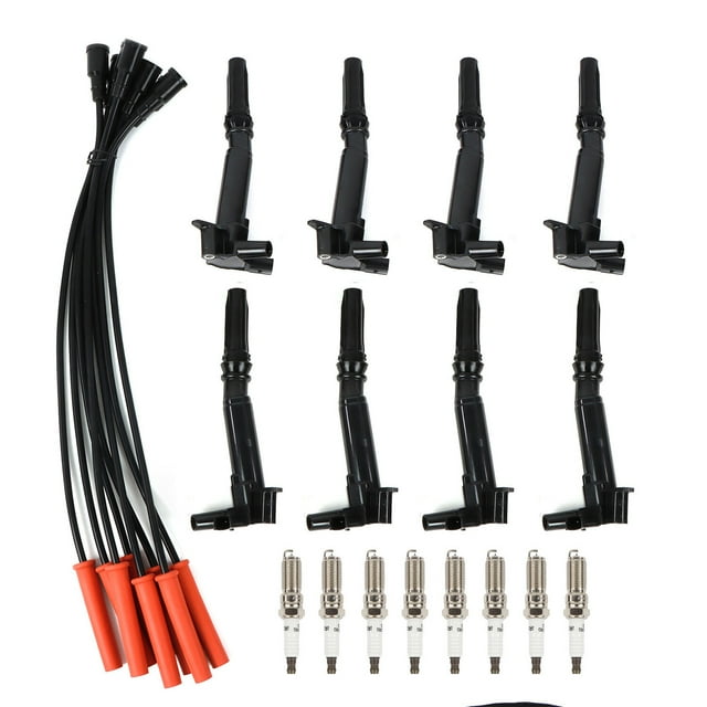 POLARPRA 8pcs Ignition Coils +16pcs Iridium Spark Plugs+8pcs Spark Plug Wires For 10-14 Ford F-150 6.2L V8 UF631 UF639