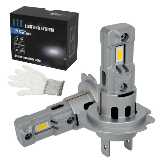 POLARPRA H7 LED Headlight Bulbs 20000LM, 8 CSP Chips, 6500K White, Plug and Play - Pack of 2 (with Cooling Fan)