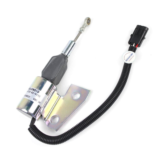 SINOCMP Fuel Shut Off Solenoid 6732-82-9110 Fits for VKomatsu Excavator PC200-6 6D102E PC150LC-6, Hyundai Excavator R220-5 R210-3 Engine Parts Accessories Excavator Stop Solenoid Valve Replace Part