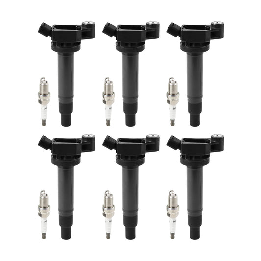 FIWARY 6pcs Ignition Coils + 6pcs Iridium Spark Plugs For Toyota Camry Avalon Sienna Lexus ES300 RX300 UF267