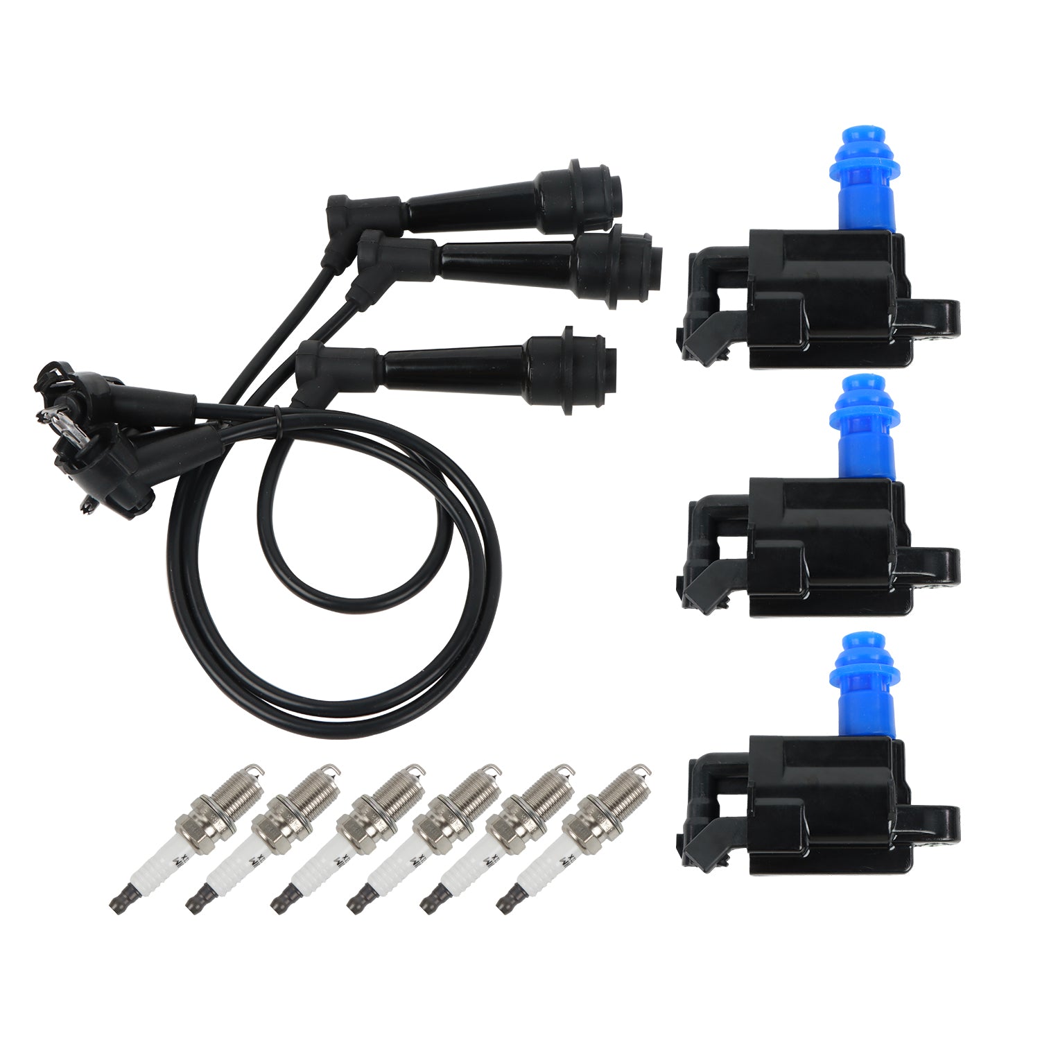 FIWARY 3pcs Ignition Coils+6pcs Iridium Spark Plugs+3pcs Spark Plug Wires For 01-05 Lexus GS300 UF228