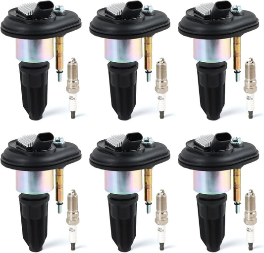 POLARPRA 6PCS UF303 Ignition Coils Pack & LTR5GP Iridium Spark Plugs Compatible with Chevy Trailblazer Colorado GMC Canyon Envoy XL XUV Isuzu Ascender Oldsmobile Bravada 2.8L 3.5L 4.2L Replace#5C1392