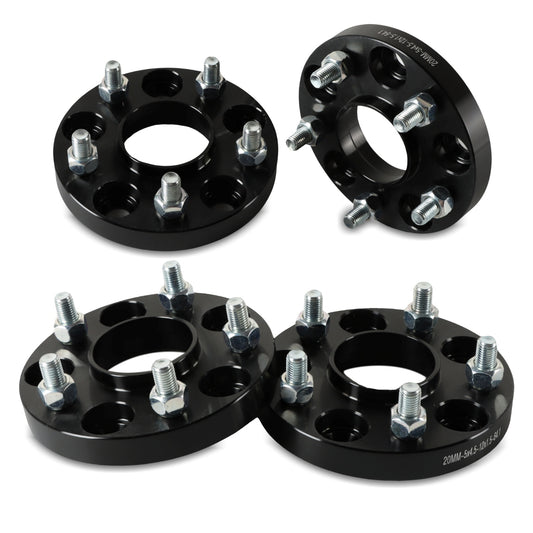 POLARPRA 4PCS  Wheel Spacers 20MM 5x4.5£¬12x1.5 Studs 64.1mm Hub Bore£¬Black Wheel Adapters