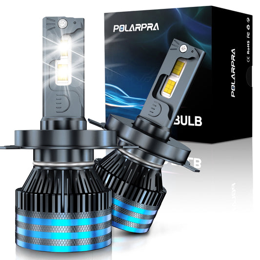 POLARPRA H4 Led Headlight Bulb - 18,000LM 24CSP Chips 600% Super Brighter 1:1 Mini Size Plug and Play 6500K Cool White 9003 Led Bulb Hi/Lo Beam for Car Motorcycle Headlight Replacement - Pack of 2