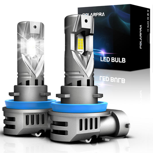 POLARPRA H11 Led Fog Light Bulbs - 20,000LM 16CSP Chips 600% Super Brighter H11/H8/H9 LED Fog Light Bulbs 6500K Cool White 1:1 Size Wireless Plug and Play LED Fog Lights - Pack of 2