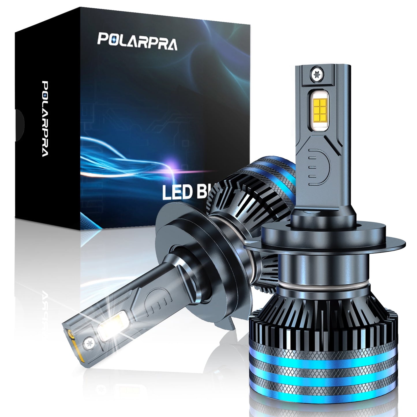 POLARPRA H7 Led Headlight Bulb - 18,000LM 12CSP Chips 600% Super Brighter 1:1 Mini Size Plug and Play 6500K Cool White High and Low Beam LED Headlights Conversion Kit - Pack of 2