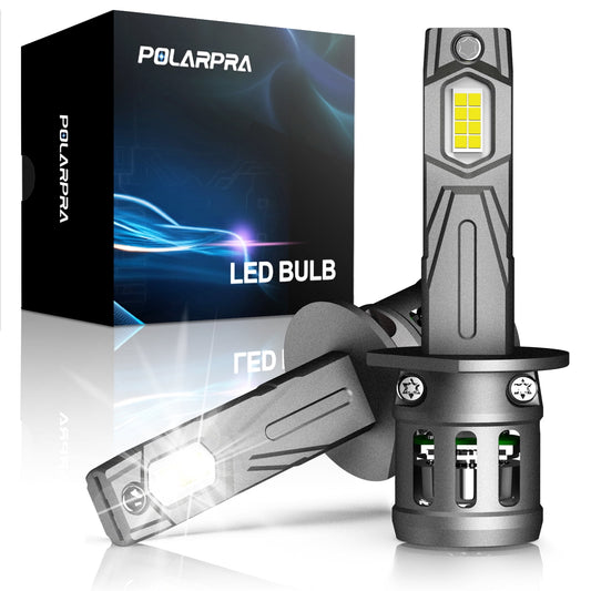 POLARPRA H1 LED Fog Light Bulbs - 20,000LM 16CSP Chips 600% Super Brighter 1:1 Mini Size Plug and Play 6500K Cool White H1 Led Fog Lights Bulbs for Off-Road Use ATV/UTV - Pack of 2